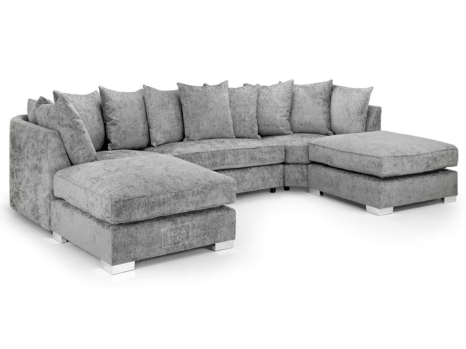 U Shaped Sofa in Grey Or Truffle Fabric with Scatter Back - Bishop