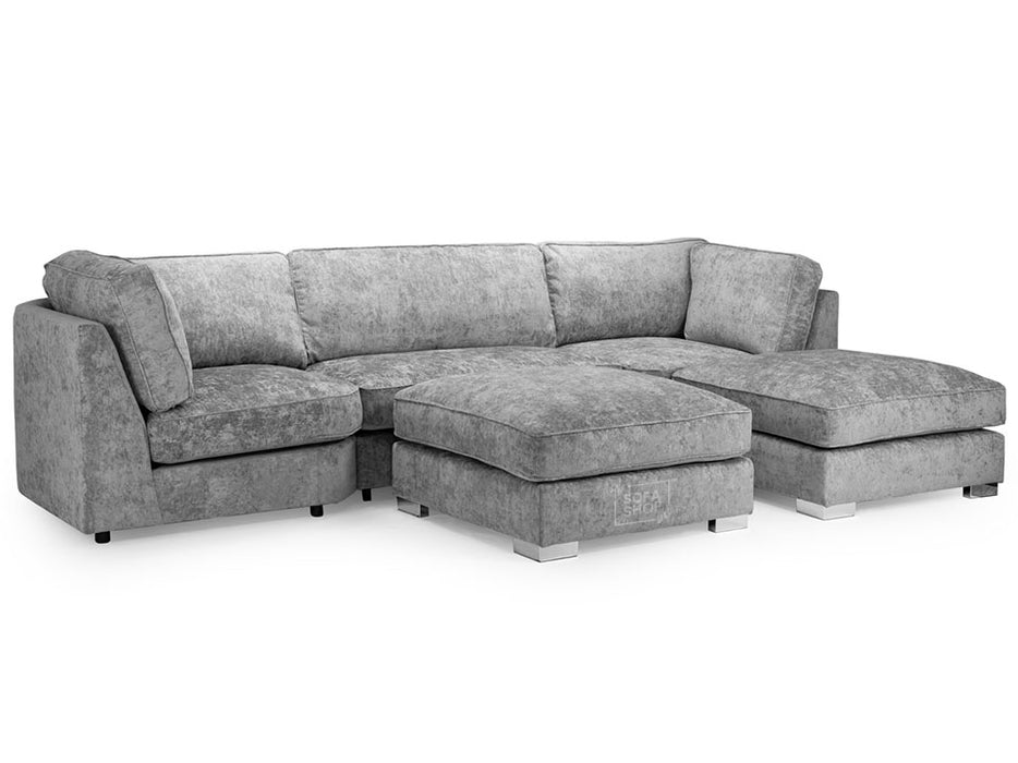 U Shaped Sofa in Grey Or Truffle Fabric with High Back - Bishop