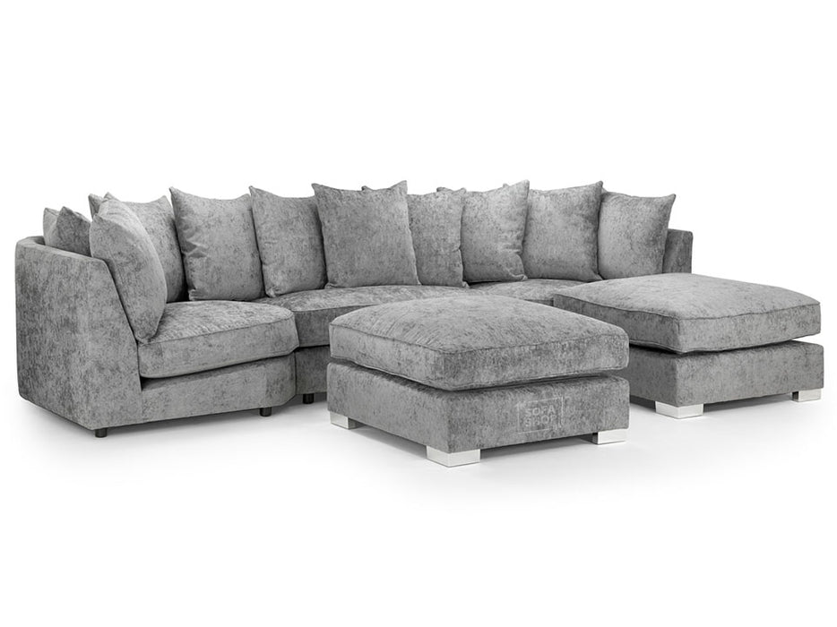 U Shaped Sofa in Grey Or Truffle Fabric with Scatter Back - Bishop