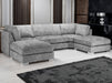 U Shaped Sofa in Grey Or Truffle Fabric with High Back - Bishop