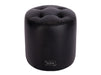 Black Leather Small Footstool - Veneto