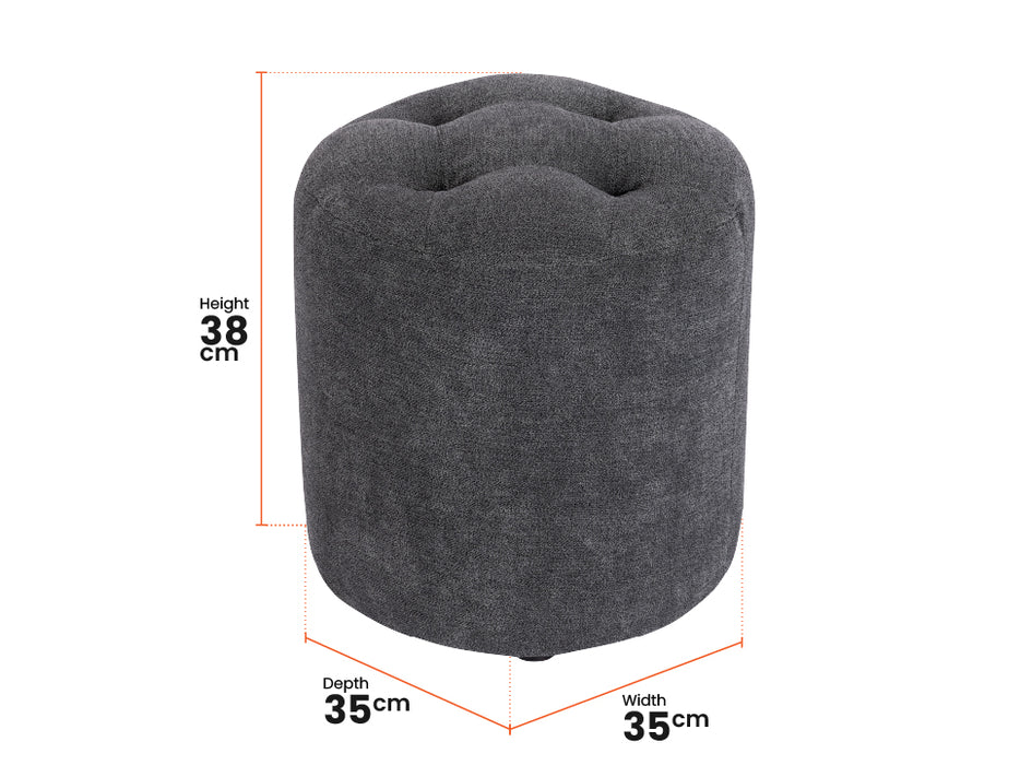 Fabric Small Footstool in Dark Grey - Vaneto