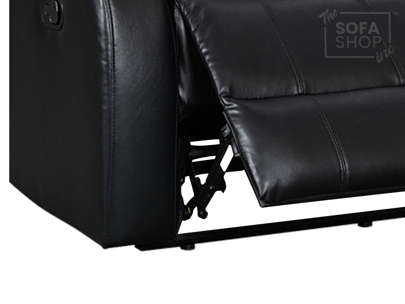 2 Seater Leather Recliner Sofa in Black - Sortino - Sofa Sale