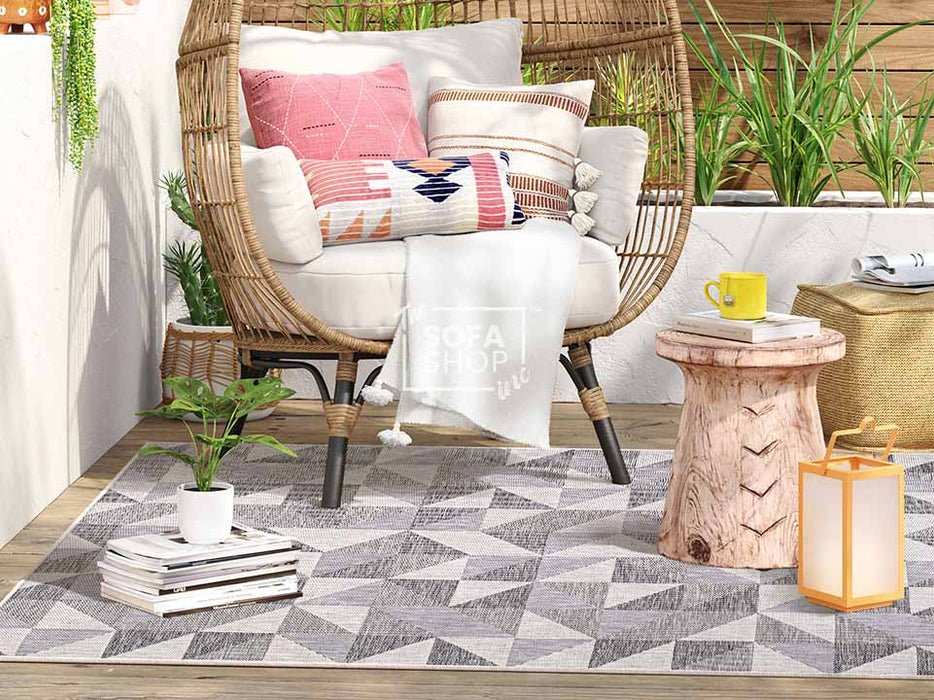 Small Rug in Grey Fabric - Indoor and Outdoor Rug -Ribeira