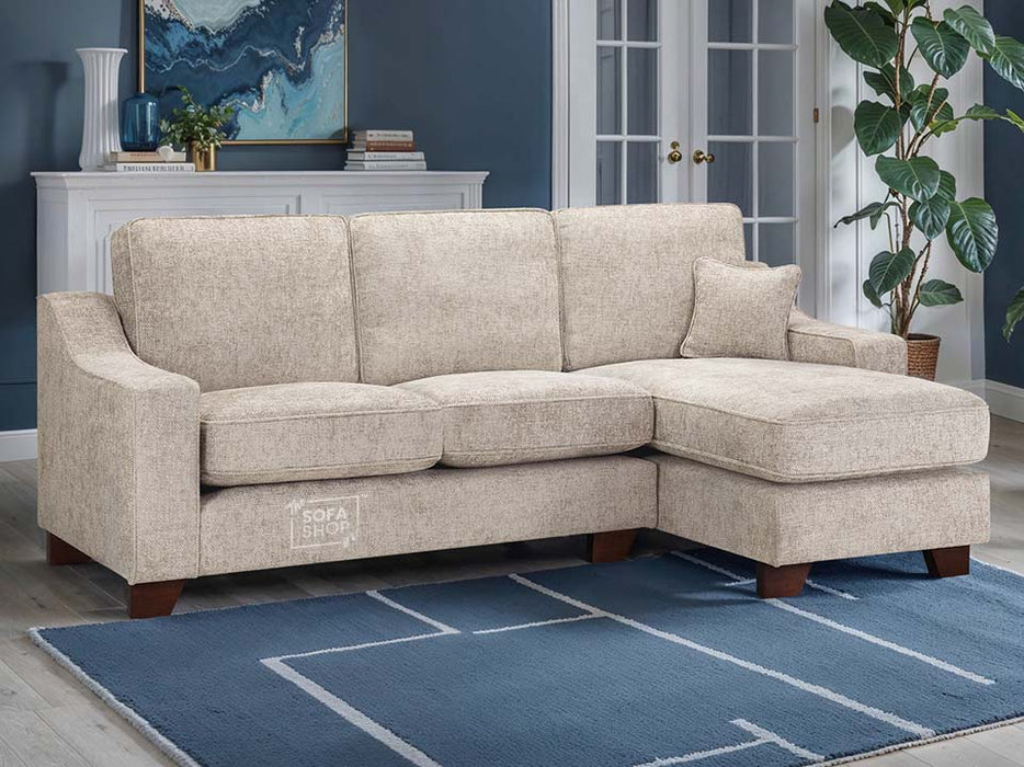 Right Hand Corner Sofa in Grey Or Beige Fabric - Nebraska