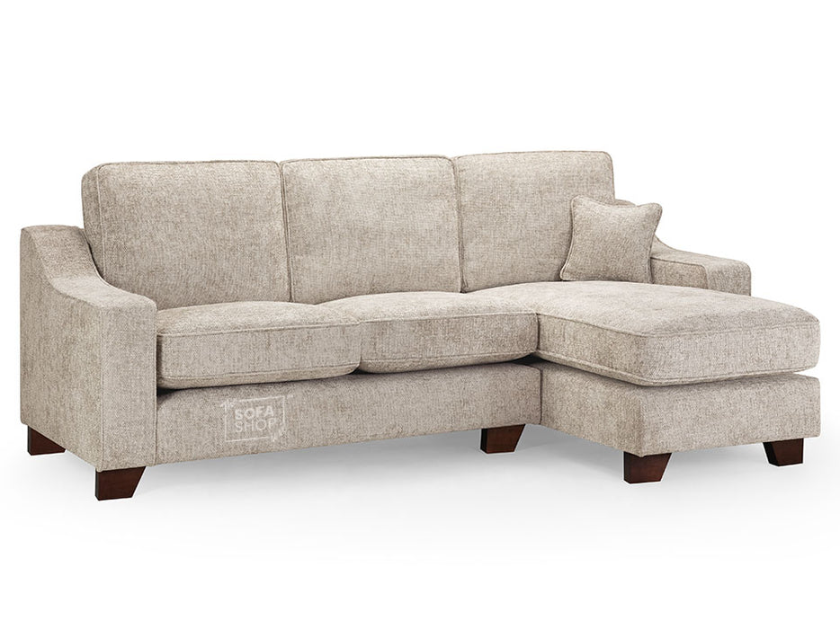 Right Hand Corner Sofa in Grey Or Beige Fabric - Nebraska