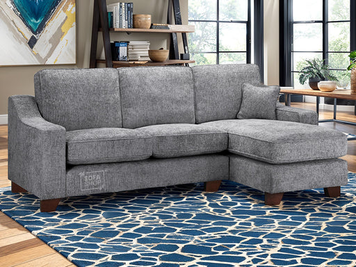 Right Hand Corner Sofa in Grey Or Beige Fabric - Nebraska