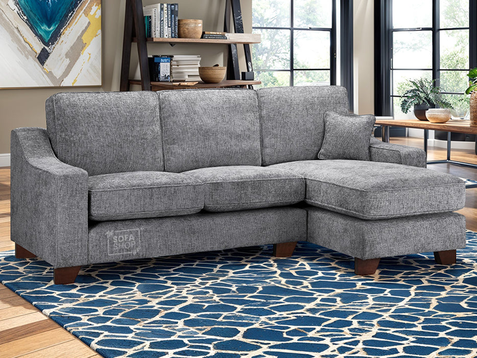 Right Hand Corner Sofa in Grey Or Beige Fabric - Nebraska