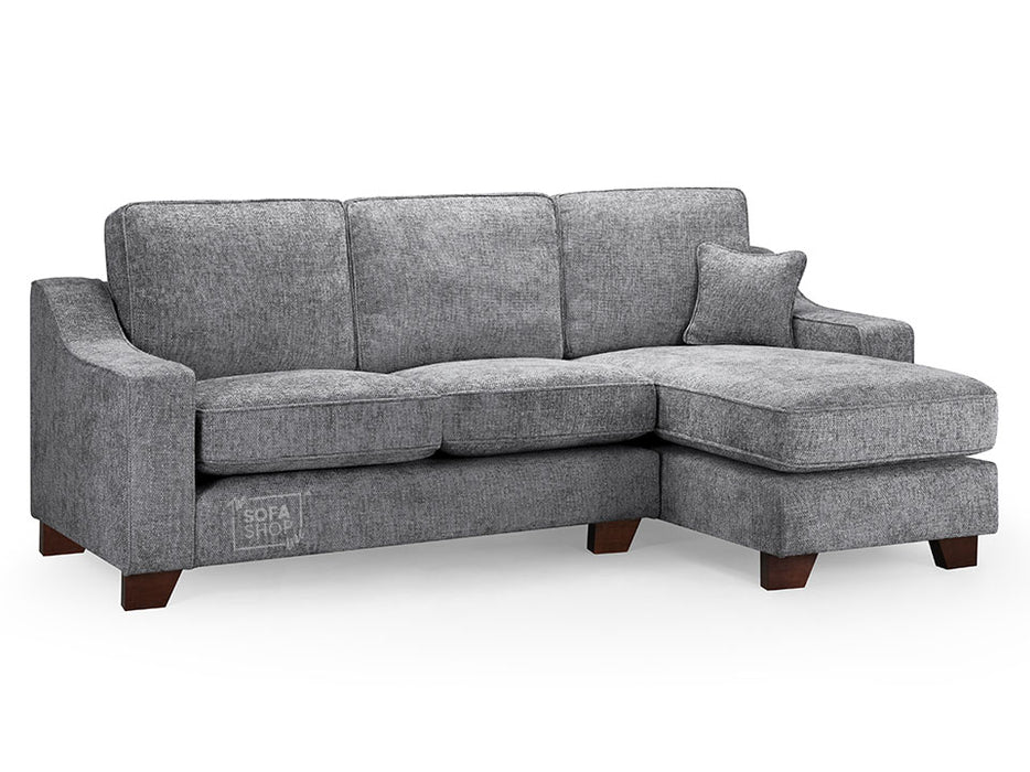 Right Hand Corner Sofa in Grey Or Beige Fabric - Nebraska