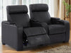 2 Seater Electric Recliner Sofa & Cinema Seats in Black Real Leather With Chilled Cupholders,  Console, Storage Boxes - Rimini