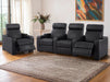 3+1 Seater Electric Recliner Sofa Set & Cinema Seats in Black Real Leather With Chilled Cuphoders & USB Ports - Rimini