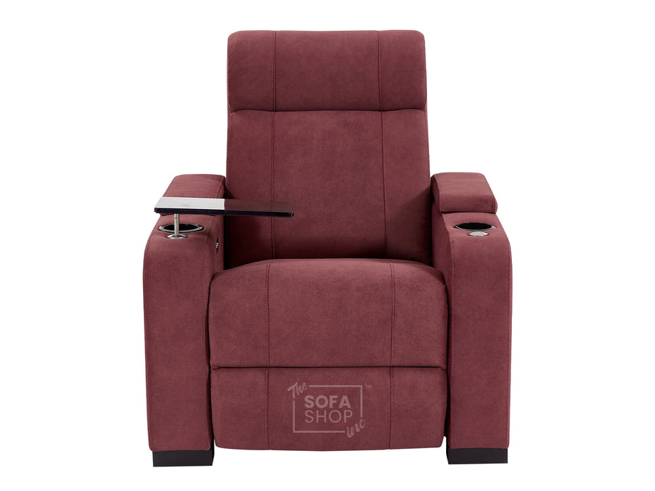 Recliner Chair with Electric Reclining, USB Ports, Cup Holders & LED Lights, Purple Velvet Sofa | Rimini | The Sofa Shop