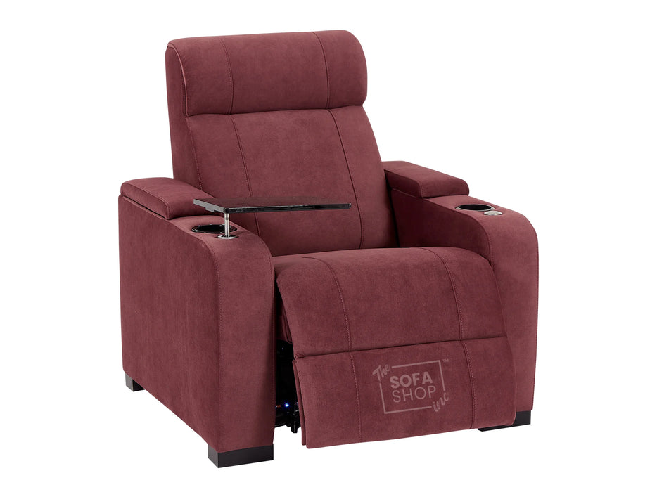 3+1 Seater Velvet Sofa with Electric Reclining, USB Ports, Cup Holders, Storage Box & LED Lights, Purple Velvet Chair | Rimini | The Sofa Shop