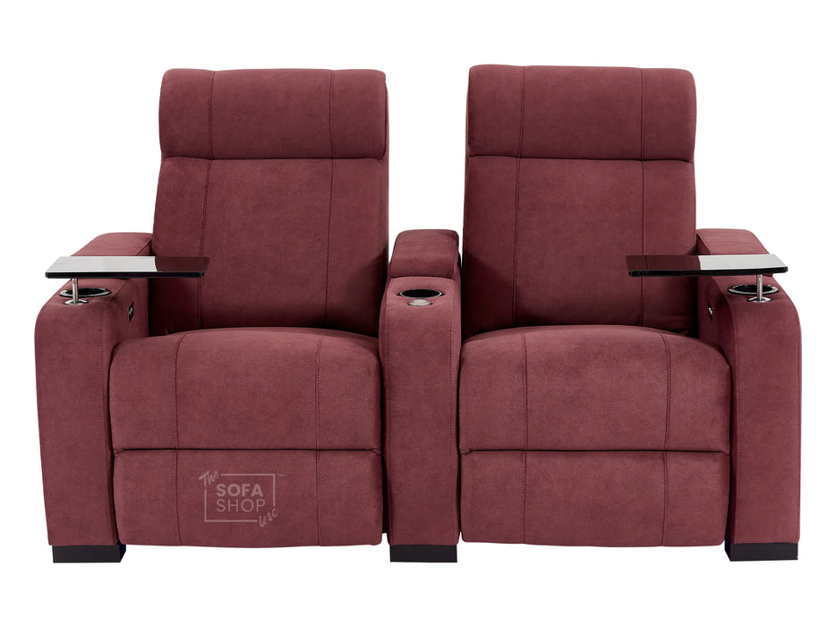 3+2 Seater Sofas with Electric Reclining, USB Ports, Cup Holders & Storage Box, LED Light, Purple Velvet Sofa  | Rimini | The Sofa Shop