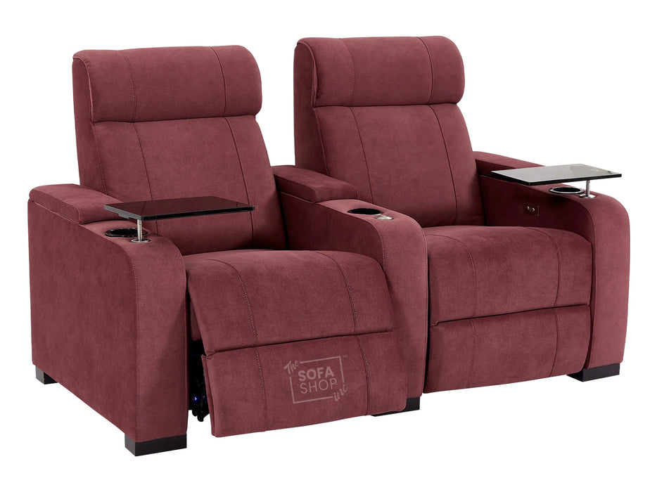 3+2 Seater Sofas with Electric Reclining, USB Ports, Cup Holders & Storage Box, LED Light, Purple Velvet Sofa  | Rimini | The Sofa Shop