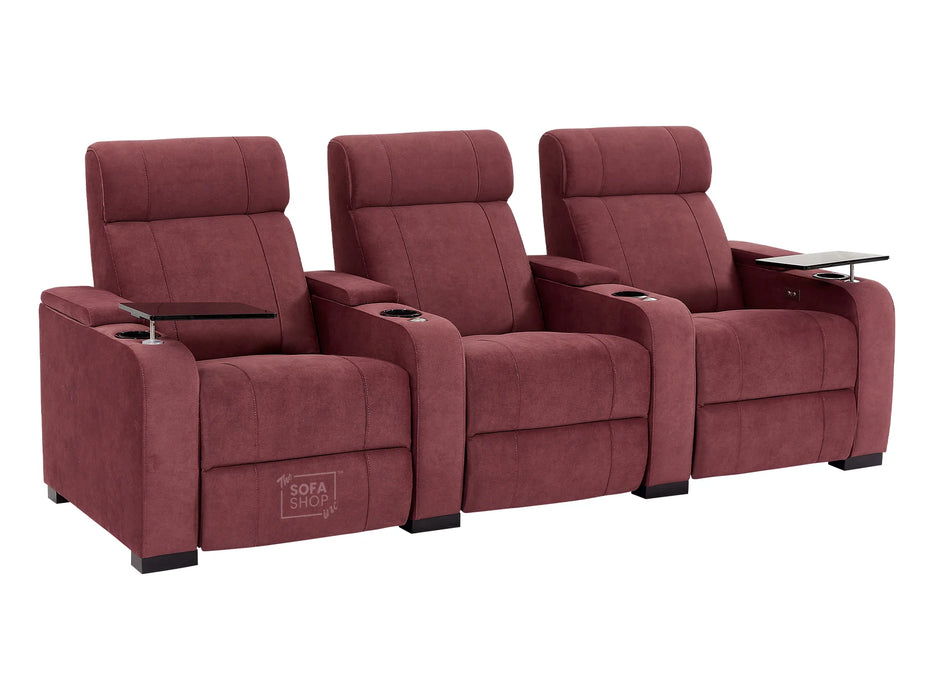 3+2 Seater Sofas with Electric Reclining, USB Ports, Cup Holders & Storage Box, LED Light, Purple Velvet Sofa  | Rimini | The Sofa Shop