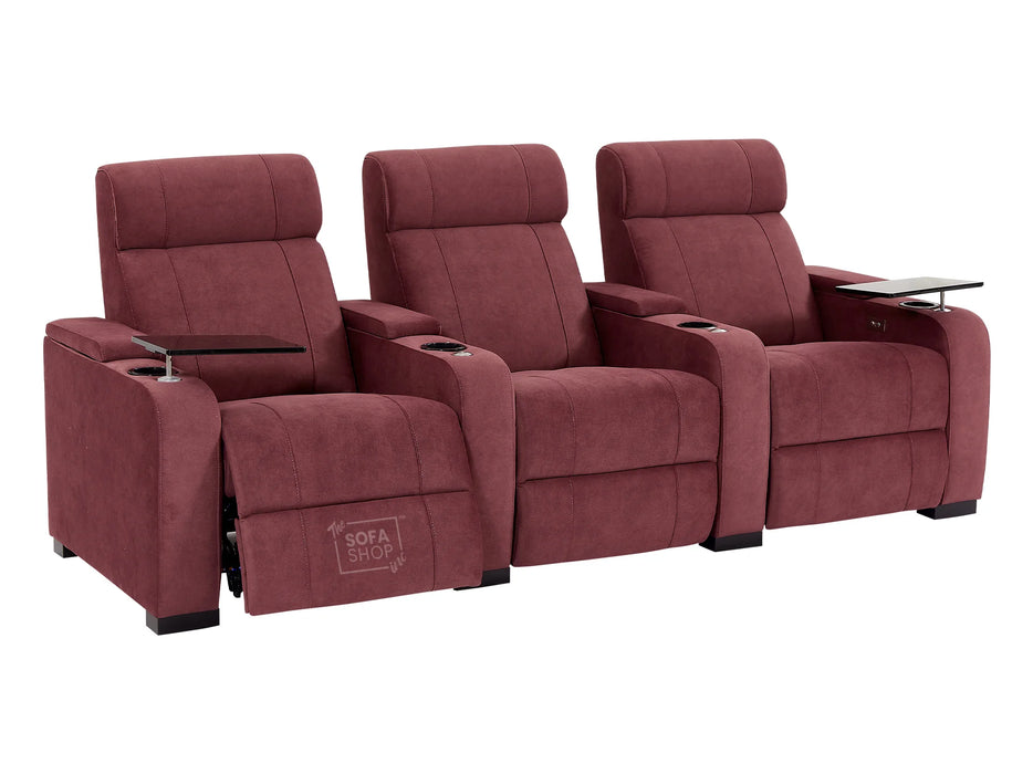 3+2 Seater Sofas with Electric Reclining, USB Ports, Cup Holders & Storage Box, LED Light, Purple Velvet Sofa  | Rimini | The Sofa Shop