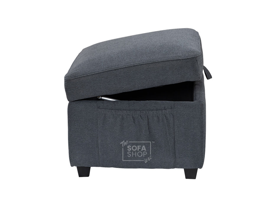 Dark Grey Fabric Storage Footstool - Ravenna