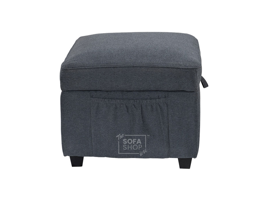 Dark Grey Fabric Storage Footstool - Ravenna