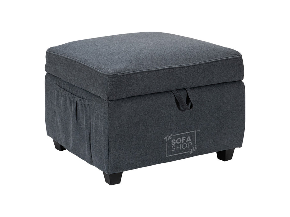 Dark Grey Fabric Storage Footstool - Ravenna