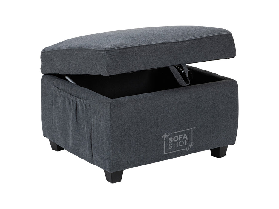 Dark Grey Fabric Storage Footstool - Ravenna