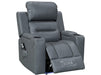 side angle picture of electric recliner chair in grey leather with Cup Holders & storage boxes | siena