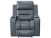 Front Picture of electric recliner Chair in grey leather with Cup Holders & storage boxes | siena
