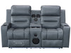 3 2 Electric Recliner Sofa Set. 2 Piece Cinema Sofa Package Suite in Grey Leather With Massage & Power Headrest & Wireless Charger - Siena