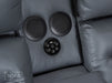 Close Up of Bluetooth Speaker for electric recliner sofa in grey leather | siena