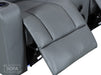 Close Up of reclined footrest for electric recliner sofa in grey leather | siena