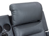 Close Up of headrest for electric recliner sofa in grey leather | siena