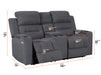 3 2 Seater Electric Recliner Sofa Set. 2 Piece Sofa Package Suite in Grey Woven Fabric With Power Headrest, USB, Console & Cup Holders - Lawson