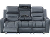 front Picture of reclined leather sofa electric recliner in grey with drop-down table & Cup holders & plug socket & LED light | siena