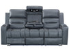 front shot of 3 seater sofa electric recliner in grey with drop-down table & Cup holders & plug socket & LED light | siena