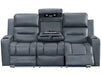 front shot of 3 seater sofa electric recliner in grey with drop-down table & Cup holders & plug socket & LED light | siena