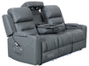 3 2 Electric Recliner Sofa Set. 2 Piece Cinema Sofa Package Suite in Grey Leather With Massage & Power Headrest & Wireless Charger - Siena