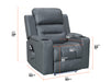 Dimension Picture of recliner electric chair in grey leather | siena