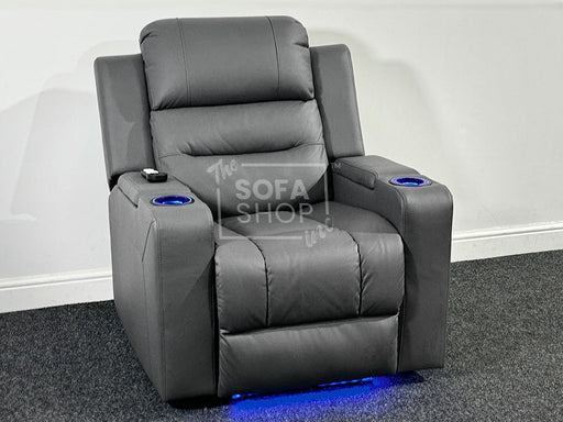 Siena Grey Leather Electric Recliner Chair & Cinema Seat - Leather Scuffs- Second Hand Sofas 57