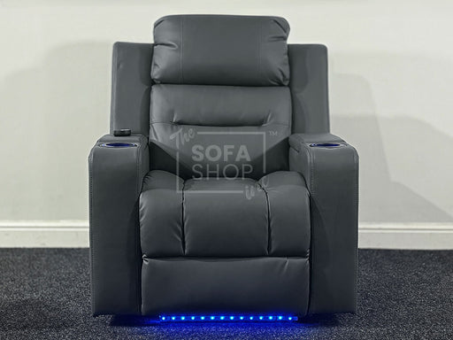 Siena Electric Recliner Chair & Cinema Seat in Grey Leather- Small Leather Scratches - Second Hand Sofas 41