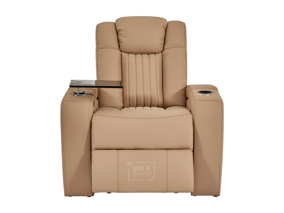 3+2+1 Sofa Set Leather Recliner with USB Charging, Cup Holders, Storage, LED Lights & Massage | Camel Leather Aire | Capri | The Sofa Shop