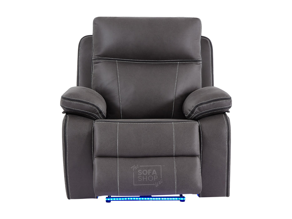 Electric Recliner Chair & Cinema Seat In Grey Resilience Fabric With Power Headrest - Vinsonova