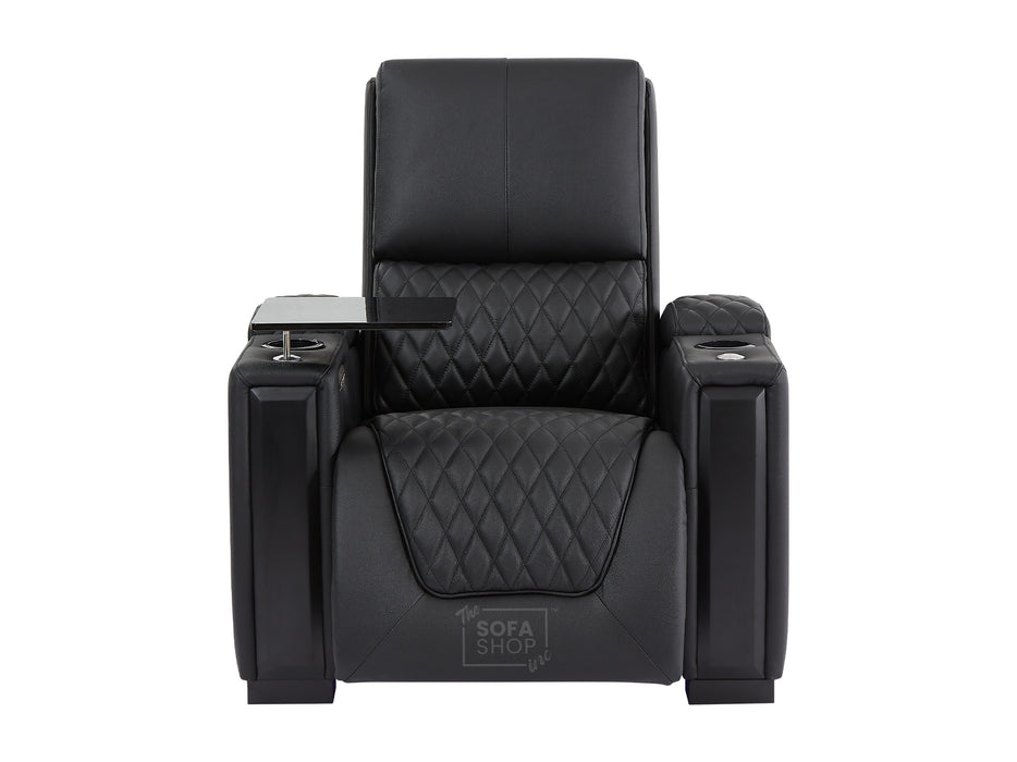 1 Seat Electric Recliner Chair Home Cinema Sofa | Real Leather Chair in Black + Enhanced Power Recline + Storage Compartments | Assisi | The Sofa Shop