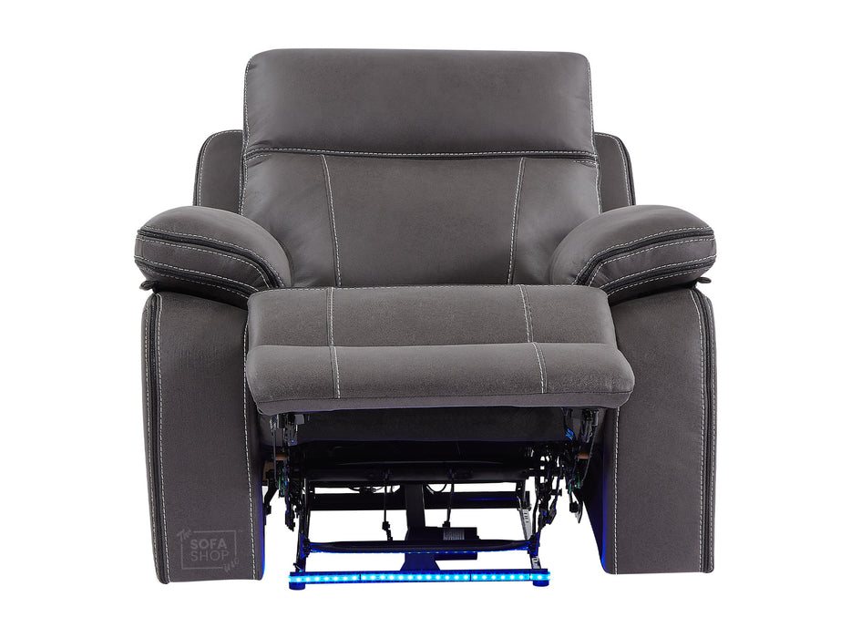 Electric Recliner Chair & Cinema Seat In Grey Resilience Fabric With Power Headrest - Vinsonova