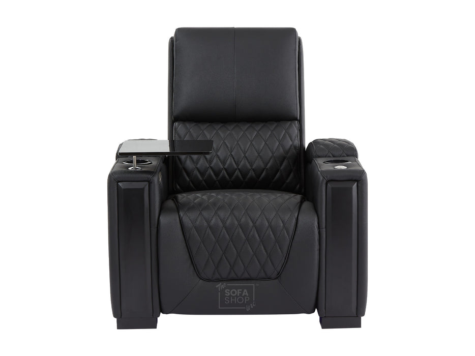 1 Seat Electric Recliner Chair Home Cinema Sofa | Real Leather Chair in Black + Enhanced Power Recline + Storage Compartments | Assisi | The Sofa Shop