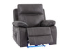 3+1 Electric Recliner Sofa Set Inc Chair In Grey Resilience Fabric With Usb Ports, Power Headrest & Drop Down Table. 2 Piece Cinema Sofa Set - Vinsonova