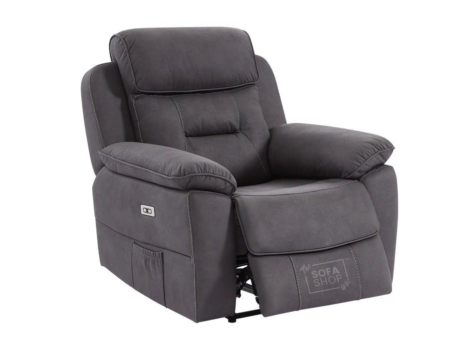 1 Seat Electric Recliner Chair Home Cinema Sofa | Fabric Chair In Black + Padded Armrests + USB + Power Headrest | Florence | The Sofa Shop