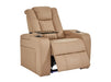 Leather Recliner Chair Electric with USB Charging, Cup Holders, Storage, LED Lights & Massage | Camel Leather Aire | Capri | The Sofa Shop