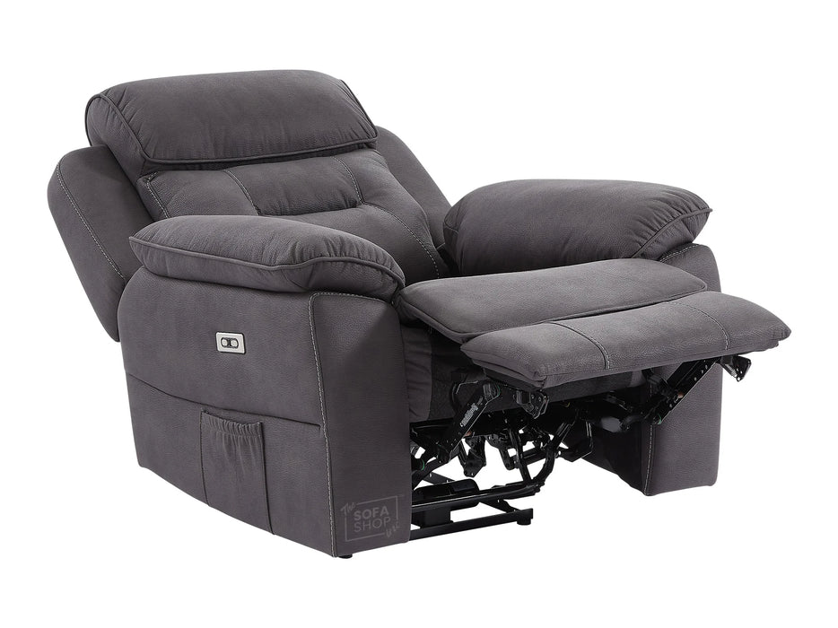 1 Seat Electric Recliner Chair Home Cinema Sofa | Fabric Chair In Black + Padded Armrests + USB + Power Headrest | Florence | The Sofa Shop