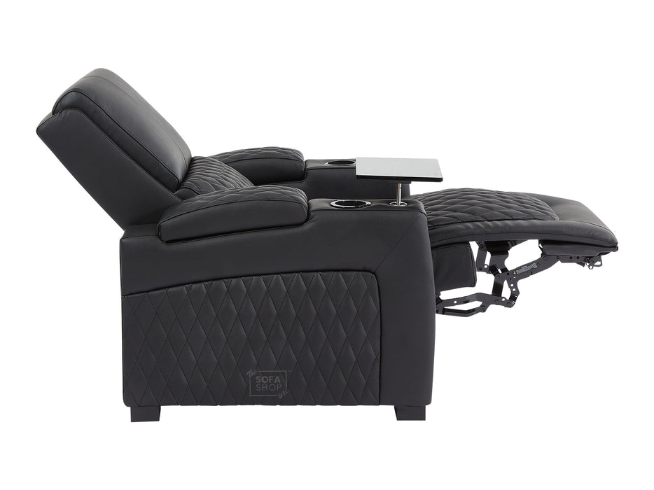 1 Seat Electric Recliner Chair Home Cinema Sofa | Real Leather Chair in Black + Enhanced Power Recline + Storage Compartments | Assisi | The Sofa Shop