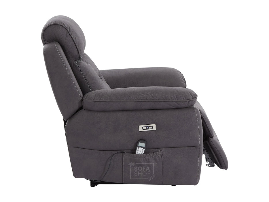 1 Seat Electric Recliner Chair Home Cinema Sofa | Fabric Chair In Black + Padded Armrests + USB + Power Headrest | Florence | The Sofa Shop